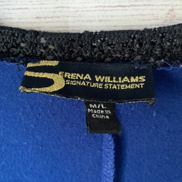 Serena Williams Signature Statement Blue and Black Cardigan Lace and Fringe M/L - Picture 11 of 16
